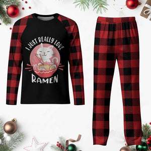 Funny Kawaii Cat Ramen Japanese Plaid Pajama Set I Just Really Love Ramen Otaku Manga Cute Graphic TS02 Buffalo Plaid Print Your Wear