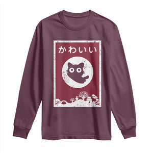 Japanese Kawaii Cat Long Sleeve Shirt Anime Otaku Manga Japan Lover TS02 Maroon Print Your Wear