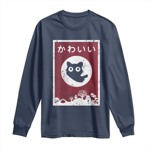Japanese Kawaii Cat Long Sleeve Shirt Anime Otaku Manga Japan Lover TS02 Navy Print Your Wear