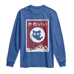 Japanese Kawaii Cat Long Sleeve Shirt Anime Otaku Manga Japan Lover TS02 Royal Blue Print Your Wear