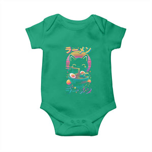 Retro Kawaii Ramen Cat Graphic Baby Onesie Cute Anime Japanese Japan Inspo TS02 Irish Green Print Your Wear