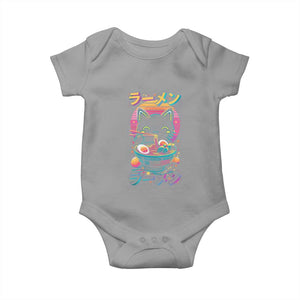 Retro Kawaii Ramen Cat Graphic Baby Onesie Cute Anime Japanese Japan Inspo TS02 Sport Gray Print Your Wear