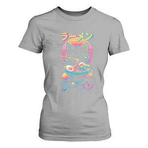 Retro Kawaii Ramen Cat Graphic T Shirt For Women Cute Anime Japanese Japan Inspo TS02 Sport Gray Print Your Wear