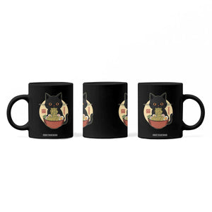 Kawaii Black Cat Eating Ramen Coffee Mug Funny Graphic Japanese Kawaii Anime Inspo TS02 Print Your Wear