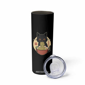 Kawaii Black Cat Eating Ramen Skinny Tumbler Funny Graphic Japanese Kawaii Anime Inspo TS02 Print Your Wear