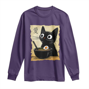 Funny Kawaii Cat Ramen Long Sleeve Shirt Japanese Noodles Lover Anime Otaku Manga Retro TS02 Purple Print Your Wear