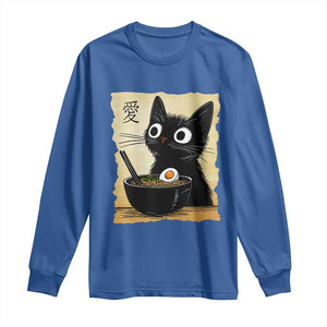 Funny Kawaii Cat Ramen Long Sleeve Shirt Japanese Noodles Lover Anime Otaku Manga Retro TS02 Royal Blue Print Your Wear