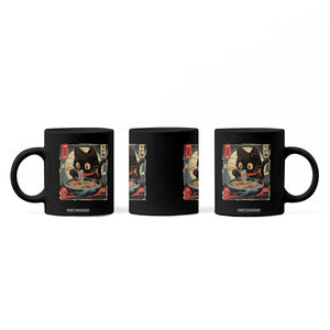 Funny Black Cat Eating Ramen Noodle Graphic Coffee Mug Japanese Kawaii Anime Gifts TS02 Print Your Wear