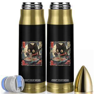 Funny Black Cat Eating Ramen Noodle Graphic Bullet Tumbler Japanese Kawaii Anime Gifts TS02 Black Print Your Wear
