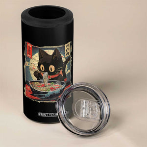 Funny Black Cat Eating Ramen Noodle Graphic 4 in 1 Can Cooler Tumbler Japanese Kawaii Anime Gifts TS02 Print Your Wear