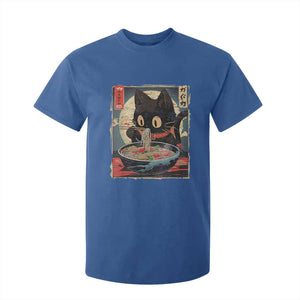 Funny Black Cat Eating Ramen Noodle Graphic T Shirt For Kid Japanese Kawaii Anime Gifts TS02 Royal Blue Print Your Wear