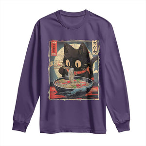 Funny Black Cat Eating Ramen Noodle Graphic Long Sleeve Shirt Japanese Kawaii Anime Gifts TS02 Purple Print Your Wear