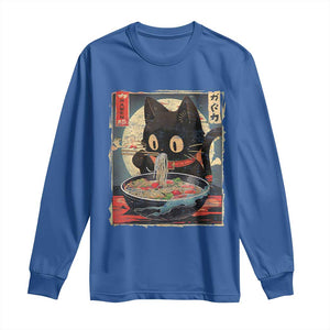 Funny Black Cat Eating Ramen Noodle Graphic Long Sleeve Shirt Japanese Kawaii Anime Gifts TS02 Royal Blue Print Your Wear