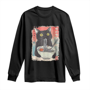 Funny Black Cat Eating Ramen Noodle Graphic Long Sleeve Shirt Japanese Anime Manga Kawaii Cats TS02 Black Print Your Wear