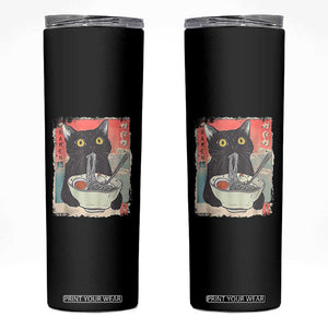 Funny Black Cat Eating Ramen Noodle Graphic Skinny Tumbler Japanese Anime Manga Kawaii Cats TS02 Black Print Your Wear