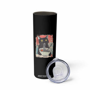 Funny Black Cat Eating Ramen Noodle Graphic Skinny Tumbler Japanese Anime Manga Kawaii Cats TS02 Print Your Wear