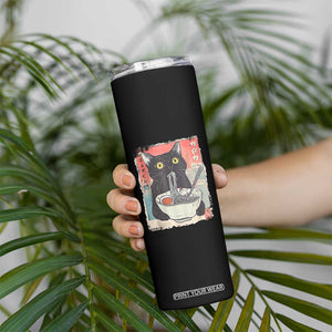 Funny Black Cat Eating Ramen Noodle Graphic Skinny Tumbler Japanese Anime Manga Kawaii Cats TS02 Print Your Wear