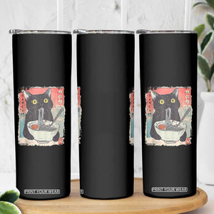 Funny Black Cat Eating Ramen Noodle Graphic Skinny Tumbler Japanese Anime Manga Kawaii Cats TS02 Print Your Wear