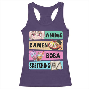 Anime Ramen Boba Sketching Racerback Tank Top Kawaii Otaku Manga Lover Japanese Pop Culture TS02 Purple Print Your Wear