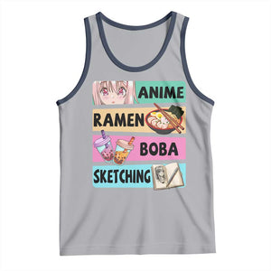 Anime Ramen Boba Sketching Tank Top Kawaii Otaku Manga Lover Japanese Pop Culture TS02 Athletic Heather Navy Print Your Wear