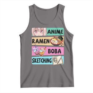 Anime Ramen Boba Sketching Tank Top Kawaii Otaku Manga Lover Japanese Pop Culture TS02 Deep Heather Print Your Wear