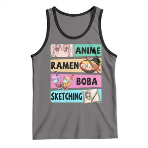 Anime Ramen Boba Sketching Tank Top Kawaii Otaku Manga Lover Japanese Pop Culture TS02 Deep Heather Black Print Your Wear