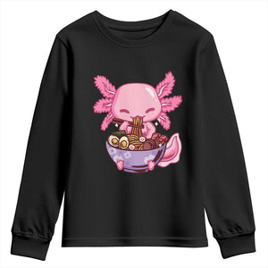 Kawaii Axolotl Eating Ramen Youth Sweatshirt Japanese Noodles Lover Anime Otaku Manga TS02 Black Print Your Wear