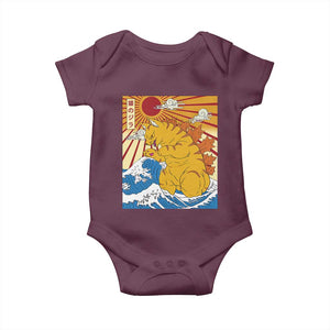 Funny Giant Cat Monster Japanese Anime Kawaii Baby Onesie Retro Vintage Japan Inspo Graphic TS02 Maroon Print Your Wear