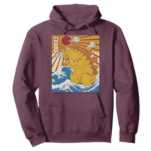 Funny Giant Cat Monster Japanese Anime Kawaii Hoodie Retro Vintage Japan Inspo Graphic TS02 Maroon Print Your Wear