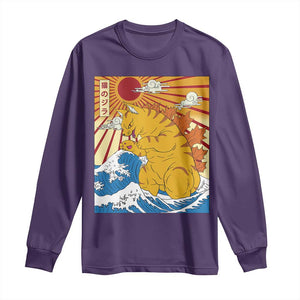 Funny Giant Cat Monster Japanese Anime Kawaii Long Sleeve Shirt Retro Vintage Japan Inspo Graphic TS02 Purple Print Your Wear
