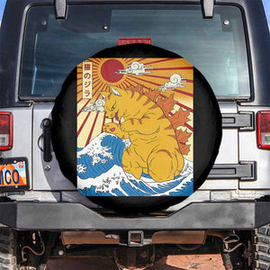 Funny Giant Cat Monster Japanese Anime Kawaii Spare Tire Cover Retro Vintage Japan Inspo Graphic TS02 No hole Black Print Your Wear