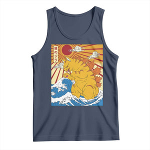 Funny Giant Cat Monster Japanese Anime Kawaii Tank Top Retro Vintage Japan Inspo Graphic TS02 Navy Print Your Wear
