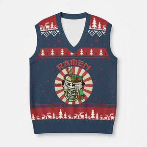 Kawaii Japan Ramen V-Neck Knit Sweater Vest Cute Skater Japanese Noodles Anime Skateboard Lover TS02 Navy Red Print Your Wear