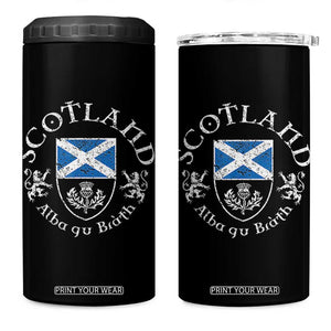 Scotland Alba gu Brath Scottish Thistle Emblem 4 in 1 Can Cooler Tumbler Distressed Vintage Scottish Heritage Pride