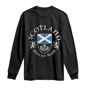 Scotland Alba gu Brath Scottish Thistle Emblem Long Sleeve Shirt Distressed Vintage Scottish Heritage Pride