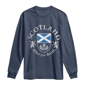 Scotland Alba gu Brath Scottish Thistle Emblem Long Sleeve Shirt Distressed Vintage Scottish Heritage Pride