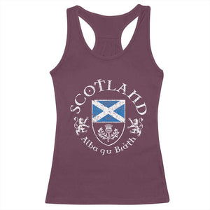 Scotland Alba gu Brath Scottish Thistle Emblem Racerback Tank Top Distressed Vintage Scottish Heritage Pride