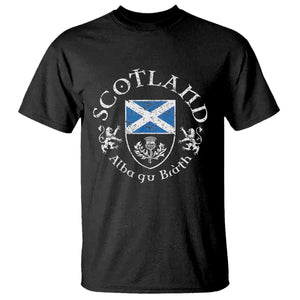 Scotland Alba gu Brath Scottish Thistle Emblem T Shirt Distressed Vintage Scottish Heritage Pride