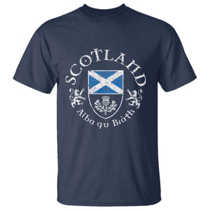 Scotland Alba gu Brath Scottish Thistle Emblem T Shirt Distressed Vintage Scottish Heritage Pride