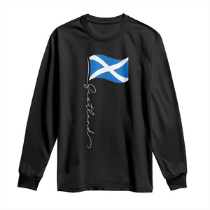Scotland Saltire Waving Flag Long Sleeve Shirt Minimalist Scottish Heritage Pride