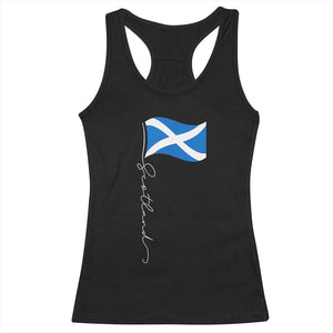 Scotland Saltire Waving Flag Racerback Tank Top Minimalist Scottish Heritage Pride