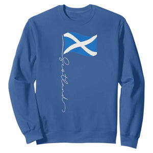 Scotland Saltire Waving Flag Sweatshirt Minimalist Scottish Heritage Pride