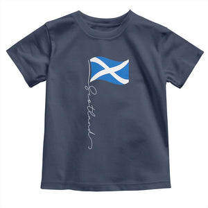 Scotland Saltire Waving Flag Toddler T Shirt Minimalist Scottish Heritage Pride