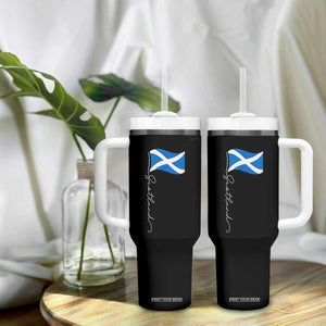 Scotland Saltire Waving Flag Tumbler With Handle Minimalist Scottish Heritage Pride