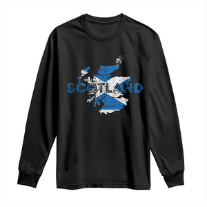 Scotland Map Saltire Flag Scottish Heritage Long Sleeve Shirt Vintage Country Pride