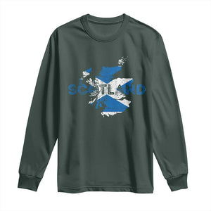 Scotland Map Saltire Flag Scottish Heritage Long Sleeve Shirt Vintage Country Pride