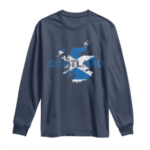 Scotland Map Saltire Flag Scottish Heritage Long Sleeve Shirt Vintage Country Pride