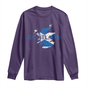 Scotland Map Saltire Flag Scottish Heritage Long Sleeve Shirt Vintage Country Pride