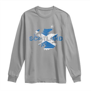 Scotland Map Saltire Flag Scottish Heritage Long Sleeve Shirt Vintage Country Pride
