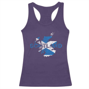 Scotland Map Saltire Flag Scottish Heritage Racerback Tank Top Vintage Country Pride